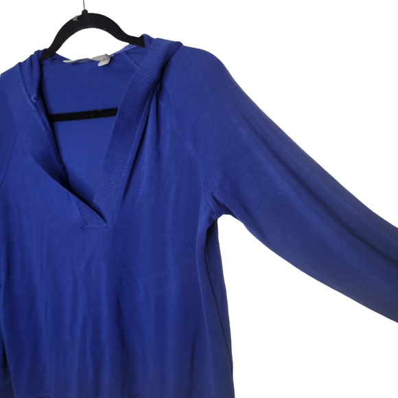Chico's Zenergy Oversized V-Neck Pullover Hooded Sweater Blue Women Sz S - Picture 3 of 9